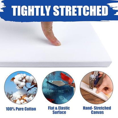 4 Packs Blank Canvases for Painting with 8x10in,11x14in(2 of Each), Stretched Canvases for Acrylics, Oils & Other Painting Media, 100% Cotton, 5/8 Inch Profile of Super Value Canvas Pack - size: 4 Pack Mixed - 11×14IN 8×10IN