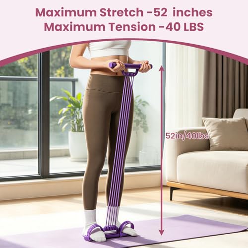 Pedal Resistance Band 3-in-1 Adjustable Latex Full Body Trainer - color: Pink