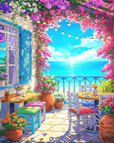 ZRIZQ Paint by Numbers Kit for Adults Beginner,Flowers Home,16x20 | Full set with wooden brushes,rolled canvas,rich paints.Calming activity.Beginner friendly.Just open and paint. - color: 16"X20"Rolled Canvas(Frameless)-Landscape 6
