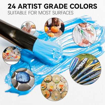 Inburit Art Acrylic Paint Set for Adults & Kids with Canvas Easel | Deluxe Art Supplies Kit with 18 Vibrant 22ml Acrylic Paint Tubes, 6 Canvas Boards, 8 Brushes, Portable Desktop Wood Easel - color: 36PCS+18Colors/22ml