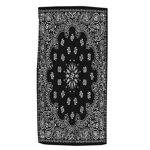 Pehede Black and White Bath Hand Towel Bandana Kerchief Ornaments Soft Absorbent Hand Towels for Bathroom Kitchen Beach Spa Gym Yoga Swim Home Decor 15x30 in - color: Black and White Bath