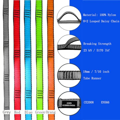 53 Inches Nylon Daisy Chains Rope Climbing Lanyard Straps Looped Strong Slings 23 kN Aerial Yoga Webbing - color: 1PC Grey