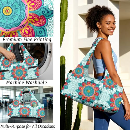 Yoga Mat Bag for Women Men Large Yoga Bag Travel - color: Green