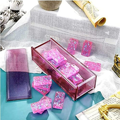 2 Pack Silicone DIY Domino Box Resin Mould Kit | Epoxy Resin Casting Jumbo Mold Clay Mold Storage Box Mold for DIY Pendant Jewelry Crafts Making Tool - size: Dominoes Epoxy Resin Mould