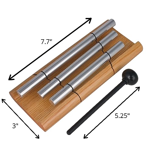 Woodstock Wind Chimes Zenergy Trio Hand Chime, Silver (7.7") Musically Tuned for Meditation, Yoga and Mindfulness, Great for Classrooms - size: 7.7"