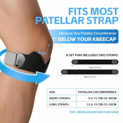 2Pack Patellar Tednon Support Strap - SiliCone Knee Brace,Patella Pad for Men/Women,Knee Wrap,Non-Slip,Suit for Running, Jumping & Pain Relief(Black) - color: Black