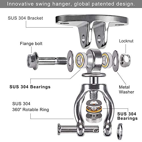 SELEWARE Hammock Chair Hanging Kit, Bearing Swing Hanger w/Spring & Chain - color: Bearing Swing Hanger With Chain & Conical Spring