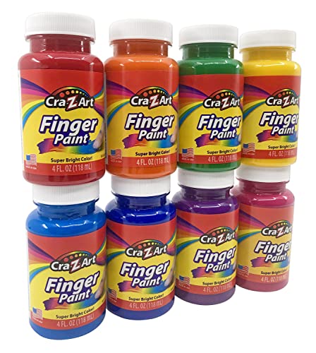 Cra-Z-Art Washable Kids Finger Paint Bulk Pack 8ct, Assorted Colors 4oz each bottle - color: Finger 4 ounce
