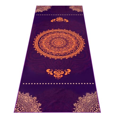 Heathyoga Non Slip Hot Yoga Towel, 100% Microfiber Non Slip Yoga Mat Towel for Hot Yoga, Pilates and Fitness, Exclusive Corner Pockets Design + Free Spray Bottle - color: Unity