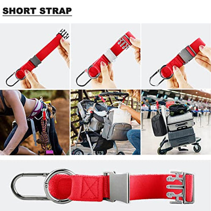 ZINZ Elastic Jacket Gripper Travel Strap with D-Ring Hooks and Buckle, Suitcase Straps Belts Travel Accessories, Makes Your Hands Free - color: Red