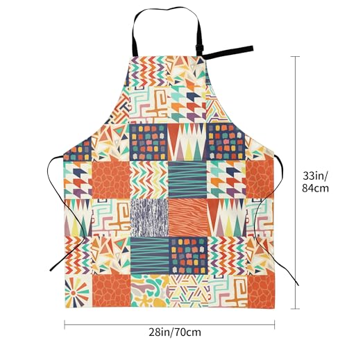 Artist Painting Apron with 2 Pockets Painters Art Aprons Gifts for Women Men - color: Colorful Tribal Geometric
