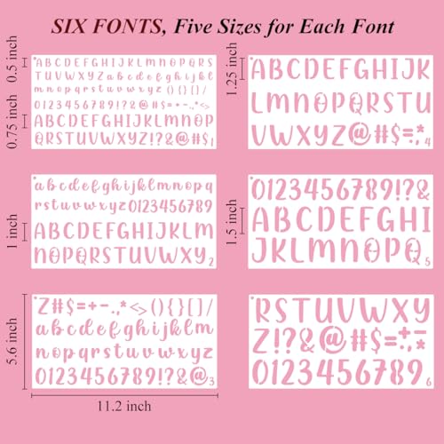 Small Letter Stencils for Painting - 36 Pack Alphabet Letter and Number Templates 0.5, 0.75, 1, 1.25, 1.5 Inch, Reusable Cursive Alphabet Stencils for Wood Crafts, Cakes Cookies & Wall Decor - style: Cursive