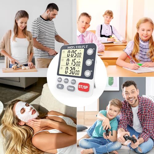 Digital Dual Kitchen Timer, Multiple Channels Countdown Timer - color: White