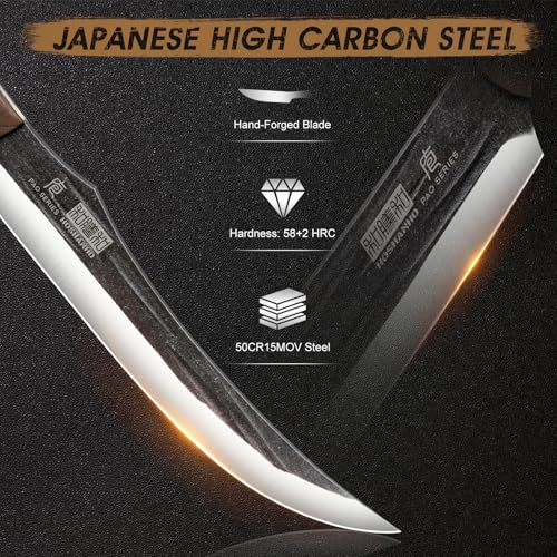 HOSHANHO Butcher Knife Set, 3PCS Knife Set of Meat & Slicing & Boning Knife | Ultra Sharp Kitchen Knife Set, Hand Forged High Carbon Steel Knives Set for Home & Camping & BBQ Gift with Men - size: 10"