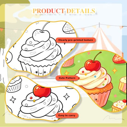12 Packs Food-Themed Pre Drawn Canvas to Paint, Pre Printed Canvas for Painting, Pre Stretched Canvas Outline Painting Boards for Beginners, Students, Party Favors（4 * 4inch） - color: food