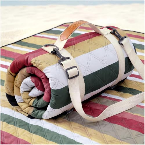 Genovega Waterproof Beach Blanket Picnic Outdoor Mat Rug Mama Mommy Mom Ever from Daughter Son Birthday Groom Bride Law Step Stepmom Present Regalos para el día de Las - color: Brown Black Stripe
