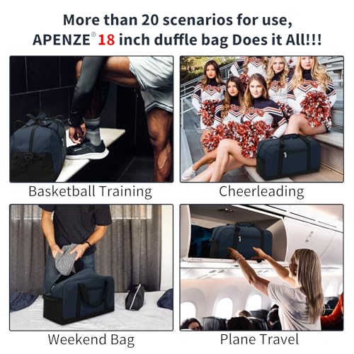 Apenze Small Gym Bag 18 inch Carry On Duffel Bag for Weekender Travel - Navy Blue - color: Navy Blue, size: 18inch