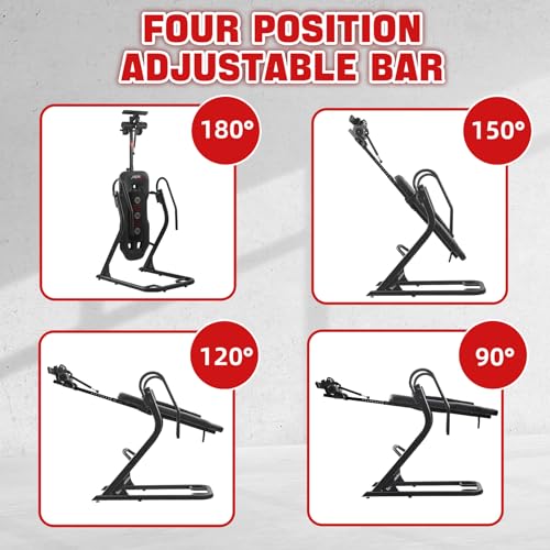 Teclor Inversion Table,Advanced Heat and Massage Function,Strength Training Inversion Table for Back Pain Relief,350 lbs Capacity with Thickened 3D Memory Foam backrest,Black