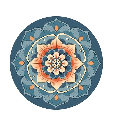 nuveti Large Meditation Mat Non Slip Round Yoga Mat Natural Rubber with Sueded Surface Exercise Mat Perfect for Meditating, Stretching, Yoga（140CM X 3.5MM Thick) - color: QianRuoQingFeng
