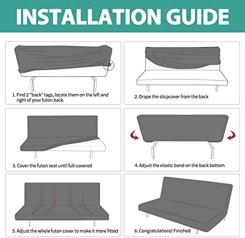 MIFXIN Armless Sofa Cover Futon Slipcover Stretch Elastic Folding Sofa Bed Cover Non-Armrest Couch Furniture Protector Printed Washable Sofa Cover(Black White) - color: Black White