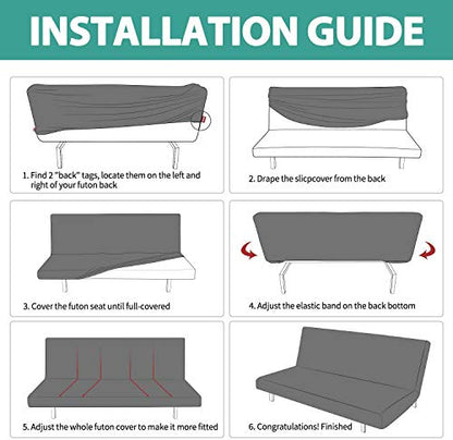 MIFXIN Armless Sofa Cover Futon Slipcover Stretch Elastic Folding Sofa Bed Cover Non-Armrest Couch Furniture Protector Printed Washable Sofa Cover(Black White) - color: Black White
