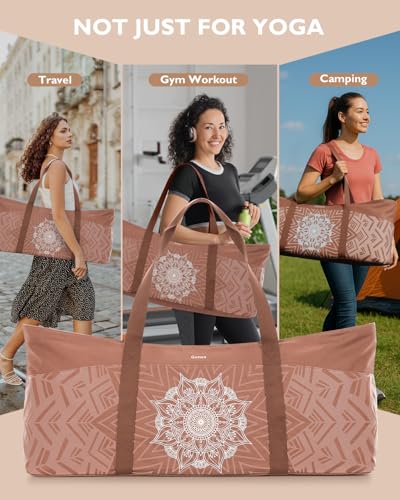 Gonex Yoga Mat Bag, Extra Canvas Gym Bag with Waterproof Pocket Metal Zipper, Fits Mat & Blocks, Stylish Yoga Mat Carrier for Women, Ideal for Yoga, Pilates, Workout, Travel - color: Dark Khaki