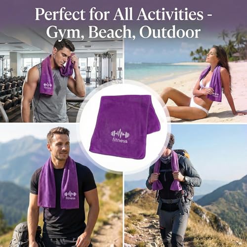 Fitness Towel, Sports Yoga Microfiber Quick-Drying Microfiber Towels for Swimming Gym and Yoga Sweat Pad, Purple - color: Purple