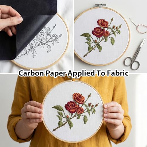 PSLER 200 Sheets Carbon Transfer Paper - Tracing Paper & 3 Embossing Stylus | Use with Carbon Paper, Dark Carbon Copy Paper for DIY Woodworking, Canvas, Art Crafts, Pattern Transfer & Drawing Surfaces - size: A4 (200 Sheet with 3PCS Embossing Stylus)