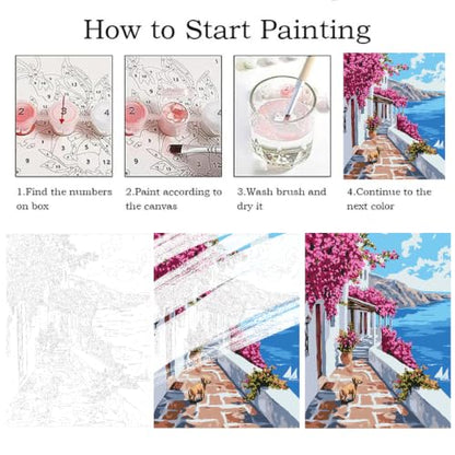 ZRIZQ Landscape Paint by Numbers Kit for Adults Beginner,Scenery,16x20 | Full set with rich paints,wooden brushes,rolled canvas.Calming activity.Beginner friendly.Just open and paint. - color: 16"X20"Rolled Canvas(Frameless)-Landscape 17