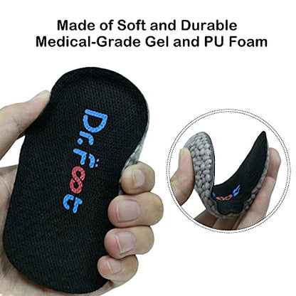 Dr.Foot Height Increase Insoles, Heel Cushion Inserts, Heel Lift Inserts for Leg Length Discrepancies - color: Black, size: Small (0.5" Height)