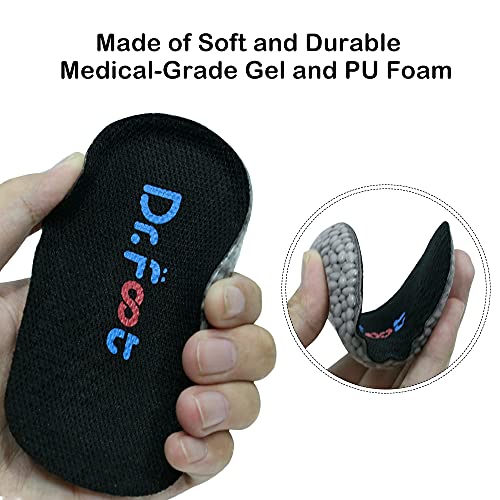 Dr.Foot Height Increase Insoles, Heel Cushion Inserts, Heel Lift Inserts for Leg Length Discrepancies - color: Black, size: Large (0.5" Height)