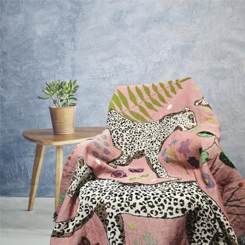 JQZ Bohemian Throw Blanket, Woven Cotton with Fringe, for Sofa, Bed, Picnic, Outdoor Camping (Snow Leopard) - color: Snow Leopard