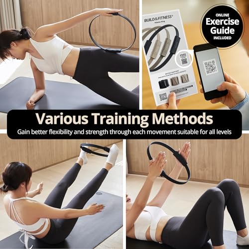 Build & Fitness Pilates Ring – 13.5 inch Magic Circle for Toning Thighs, Core, and Arms – Lightweight, Durable Silicone & Fiberglass Construction for Modern Home, Studio & Travel Workouts
