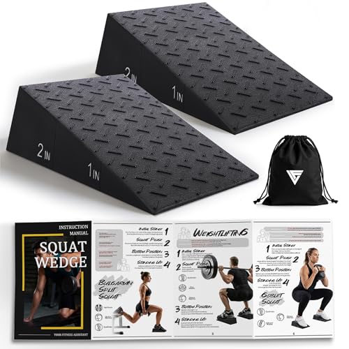 Folaps Squat Wedge Block with Guide for Heel Elevated Squat Weightlifting Slant Board for Squats with Carry Bag to Improve Mobility Balance and Strength Performance - color: Dark