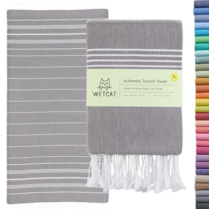 WETCAT Turkish Beach Towel Oversized (38"x71") 100% Turkish Cotton, Made in Turkey - Sand Free, Extra Large, Ultra Soft, Quick Drying, Compact & Lightweight for Travel - Dark Gray - color: Dark Gray, size: Beach Towel (38" x 71")