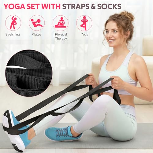 WALITO 15 PCS Pilates Kit, Adjustable Pedal Resistance Band with Handle, Figure 8 Resistance Band for Exercise Women, At Home Workout Equipment Set with Yoga Ball & Booty Bands for Full Body Gym - color: Black