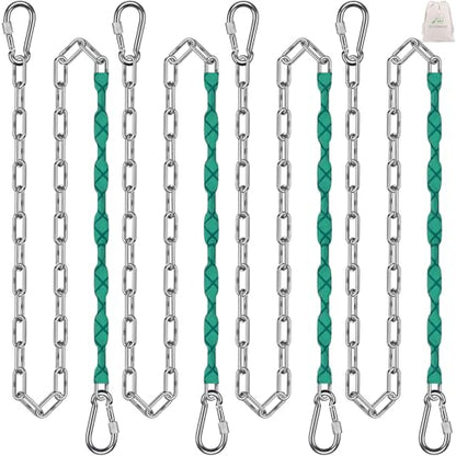 SELEWARE 4 Pcs 85" Heavy Duty Swing Chains Stainless Steel Hanging Chains - color: Green, size: 85" (4 Pcs)