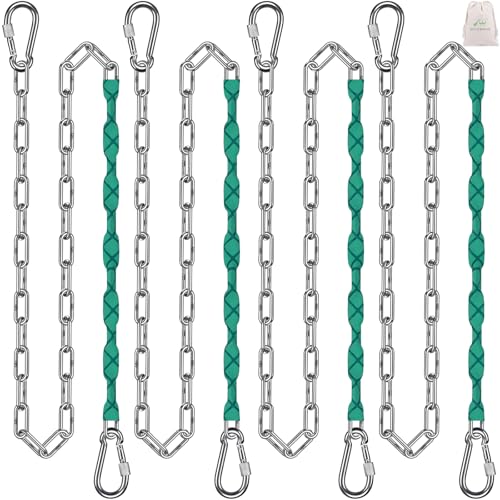 SELEWARE 4 Pcs 85" Heavy Duty Swing Chains Stainless Steel Hanging Chains - color: Green, size: 85" (4 Pcs)