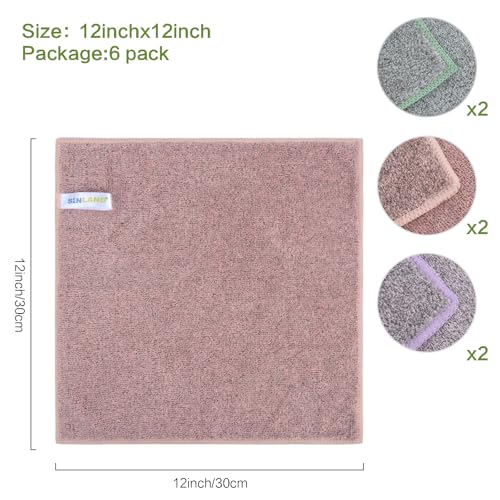 Microfiber Face Towels Soft Washcloths 12Inch x 12Inch 6 Pack Multicolor - color: Curry+green+purple