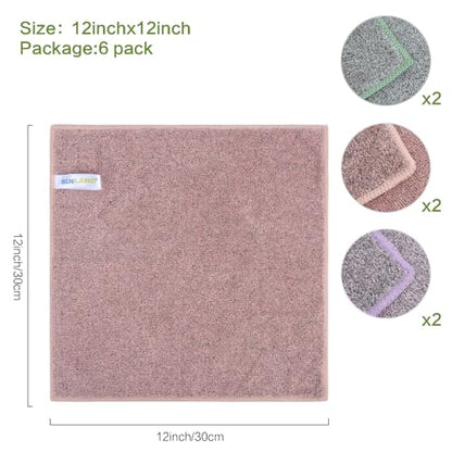 Microfiber Face Towels Soft Washcloths 12Inch x 12Inch 6 Pack Multicolor - color: Curry+green+purple