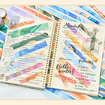 Marble Washi Tape Set 30 Rolls,Decorative Masking Tape for Junk Journal, Scrapbooking Supplies, DIY Crafting Supplies - style: Marble