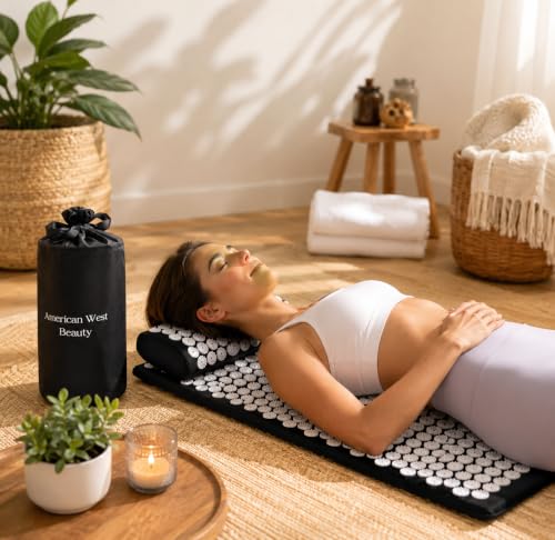 Acupressure Mat & Pillow Set with Carry Bag | Natural Back & Neck Relief | Full Body Acupuncture Massage Mat for Relaxation, Circulation & Better Sleep