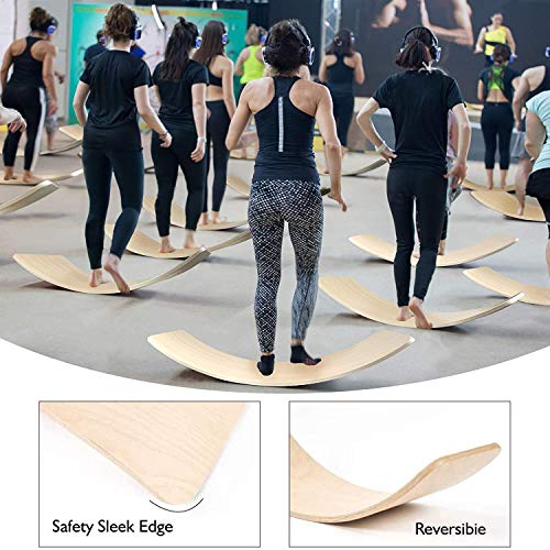 WOOD CITY Wobble Board, Wooden Balance Board Kids for Toddlers & Adults, Curvy Rocker Board for Yoga and Exercise Indoor & Outdoor, Open Ended Learning Toy Gift