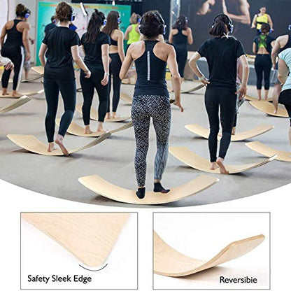 WOOD CITY Wobble Board, Wooden Balance Board Kids for Toddlers & Adults, Curvy Rocker Board for Yoga and Exercise Indoor & Outdoor, Open Ended Learning Toy Gift