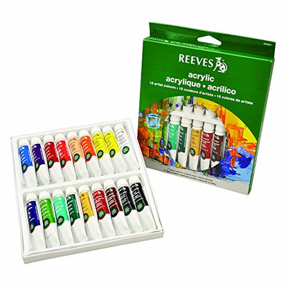Reeves 18-Pack Acrylic Color Tube Set, 10ml - size: 18 Tubes, style: Acrylic Colour