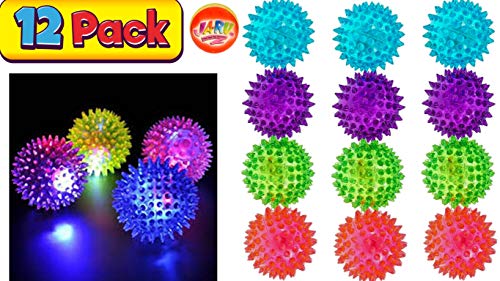 JA-RU Light Up Spiky Balls for Kids (12 Pack) – Light Up Bouncy Balls, Spiky Fidget Toys, Sensory Bin Filler, Stress Relief Toy, Bulk Party Favors – 695-12p - size: 12 Pack of Spike Balls