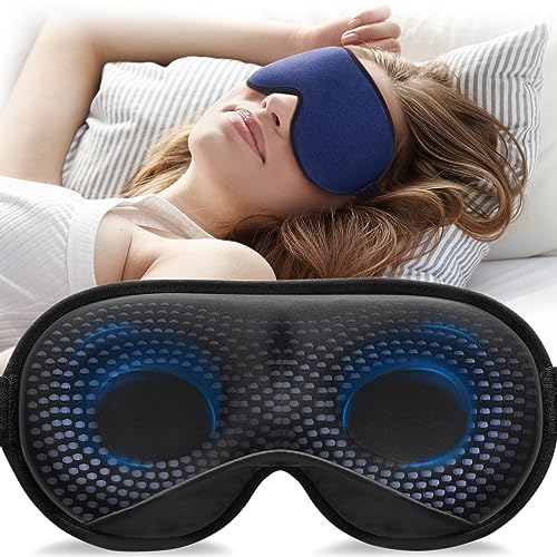 YFONG Weighted Sleep Mask for Women Men, 3D Light Blocking Eye Mask, Blue - color: Blue