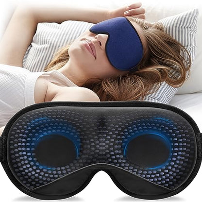 YFONG Weighted Sleep Mask for Women Men, 3D Light Blocking Eye Mask, Blue - color: Blue