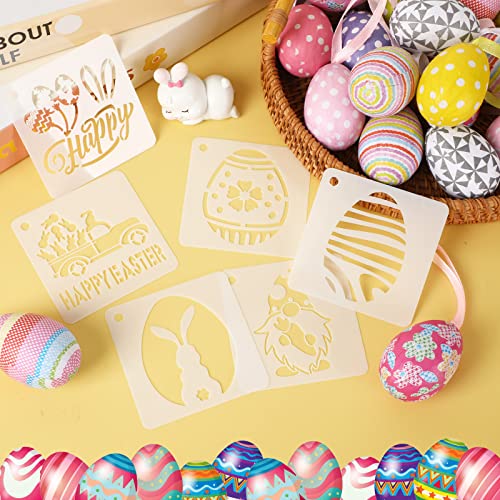 Augshy 56 Pack Easter Stencils, Christian Reusable for Painting Crafts | Holiday Stencils Set, Scrapbooking and Drawing, Wall Floor Decor, DIY Rock Painting, Art Projects, 3 Inch, Easter Painting - style: Easter