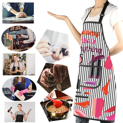 MBMSO Makeup Artist Aprons with Pockets Makeup Apron for Artist Esthetician Gift Cosmetology Student Gift Aprons - color: Makeup Heal Apron